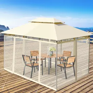 Costway 2-Tier Patio Gazebo Outdoor Canopy Shelter with Removable Netting Sidewall