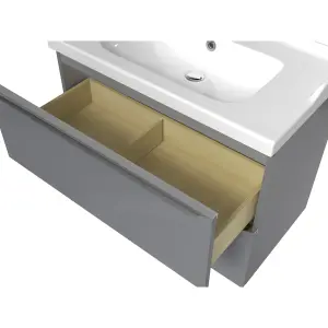 GoodHome Imandra Grey Wall-mounted Vanity unit & basin set - Includes Lana basin (W)804mm