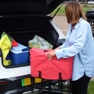 Platinum Folding Trolley Cart, For Festivals, Camping & Garden - 70kg Load Capacity & Durable Wheels, Easy Storage & Cover - Red