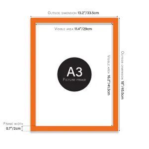 A3 Orange Picture Frame Fits A3 (29.7 x 42cm - 11.7 x 16.5in) Poster, Photo, Artwork, or Print.