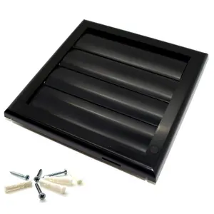 Black Gravity Grille 100 mm / 4" External Ducting Air Vent with Round Spigot and Non-Return Gravity Shutters for Extractor Fans