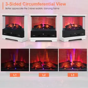 Costway 27" Freestanding Fireplace 2000W Electric Fireplace Heater W/ 3-Level Vivid Flame