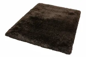 Plush Dark Chocolate Luxury Shaggy Polyester Handmade Luxurious Sparkle Modern Rug for Living Room and Bedroom-140cm X 200cm