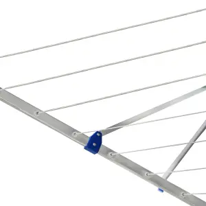 4 Arm 50M Aluminium Rotary Airer Washing Line With Garden Outdoor Laundry Drying Folding Clothes Dryer With Ground Spike & Cover