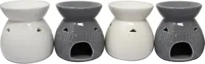 Set Of 4 Oil Burners Fragrance Decoration 12Cm Wax Melts Tea Light Ceramic Tiki