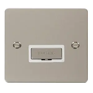 Flat Plate Pearl Nickel 13A Fused Ingot Connection Unit - White Trim - SE Home