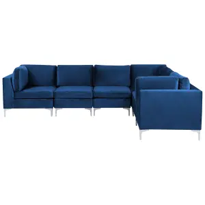 Corner Sofa EVJA Navy Blue Velvet Left Hand