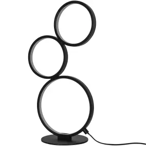 GoodHome Samana Round Matt Black Integrated LED Table lamp