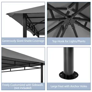 Yaheetech Dark Grey 3.3 x 3.3m Outdoor Garden Patio Gazebo with Water-resistant Fabric