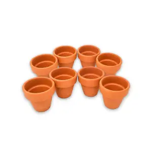 Plain Terracotta Natural Set of 8 Outdoor Garden Herb Flower Plant Pots Small 8cm