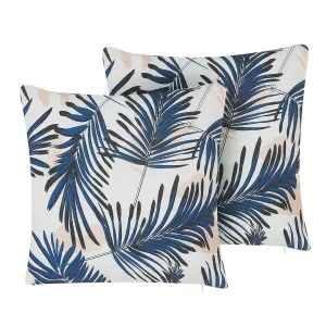 Set of 2 Outdoor Cushions ELATI Navy Blue