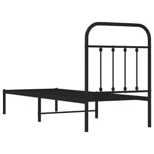 Berkfield Metal Bed Frame with Headboard Black 75x190 cm