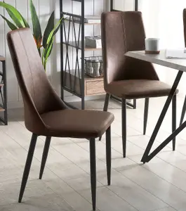 Set of 2 Dining Chairs CLAYTON Faux Leather Brown