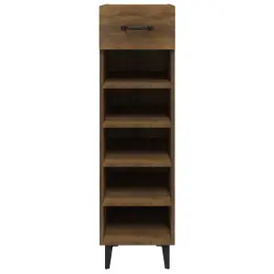 Shoe Cabinet Brown Oak 30x35x105 cm Engineered Wood