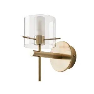 Spa Gene Satin Brass effect Wired LED Wall light