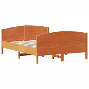 Berkfield Bed Frame without Mattress Wax Brown 135x190 cm Double Solid Wood Pine