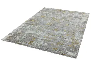 Abstract Yellow Easy to Clean Modern Jute Backing Rug for Living Room Bedroom and Dining Room-80cm X 150cm