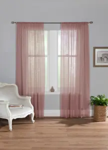 Home Curtains Voile Slot Top Panels 59w x 81d" (149x206cm) Blush Pink (PAIR)