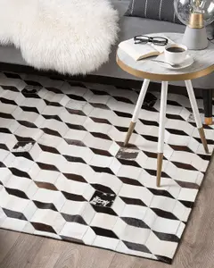 Cowhide Area Rug 140 x 200 cm White ALPKOY