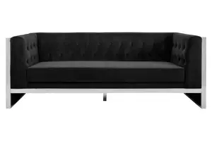 Interiors by Premier Vogue 3 Seat Black Velvet Sofa