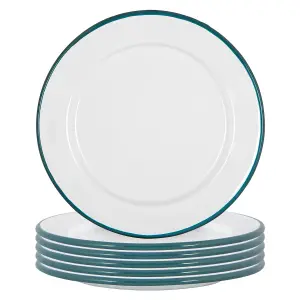 Argon Tableware - White Enamel Side Plates - 20cm - Green - Pack of 12