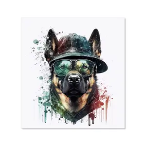 German Shepherd Splashart Premium Glass Kitchen Splashback W900mm x H750mm