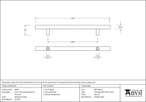 From The Anvil Polished Marine SS (316) 1.2m T Bar Handle Secret Fix 32mm Dia.