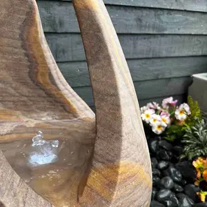 Sandstone Tulip Water Feature - Mains Powered - Natural Stone - L40 x W40 x H50 cm