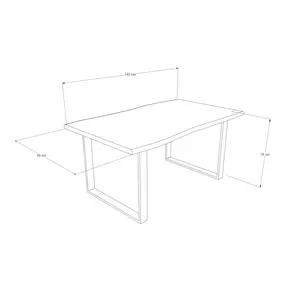 Norman Dining Table Unfinished / H90 x L140 x W40cm