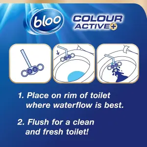 Bloo Colour Active Toilet Rim Block, Bleach, Twin Pack, 2 x 50g (Pack of 6)