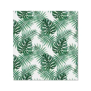 Watercolour Tropical Leaves Premium Glass Kitchen Splashback W900mm x H750mm