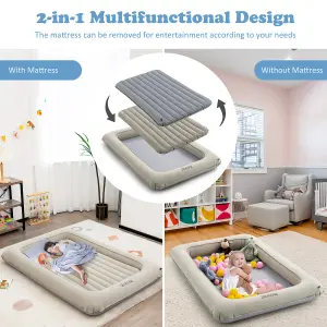 Costway Inflatable & Portable Kids Bed w/ Removable 2 Sides Mattress