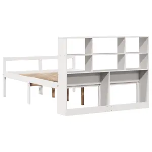 Berkfield Bookcase Bed without Mattress White 140x190 cm Solid Wood Pine