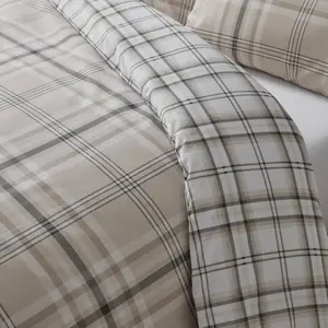 Kelso Check Reversible Duvet Cover Set Beige / Double + 2 Standard Pillowcases