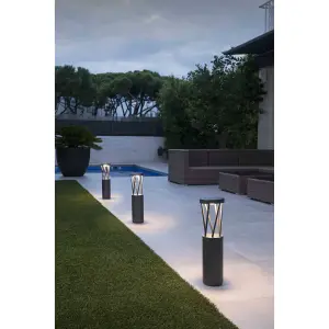 Luminosa Twist Outdoor Led Dark Grey Bollard Pedestal Lamp 10W 3000K IP65