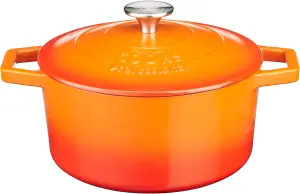 Cast Iron Casserole Set of 2 20cm & 28cm / 2.8L & 4.3L Dishes Oven Proof Enamelled Cast Iron Pans with Lids