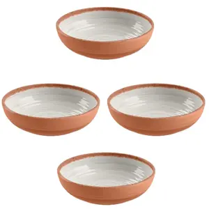 Purely Home Rustic Swirl Ivory Melamine Bowls - Set of 4