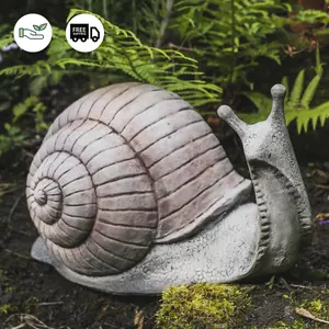 Large Stone Cast Snail Garden Ornament