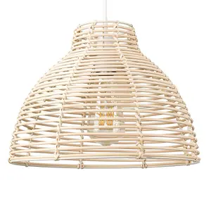 ValueLights Lobster Wicker Rattan Cream Ceiling Pendant Light Shade