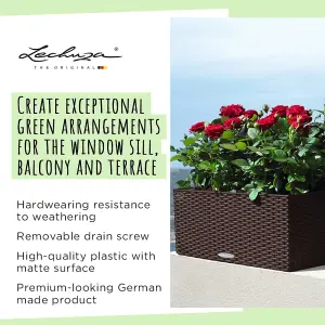 LECHUZA BALCONERA Cottage 50cm Window Box, Granite Self-watering Planter with Substrate and Water Level Indicator H19 L50 W19 cm