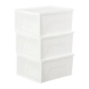 White 3 Pcs Stackable Plastic Shoe Storage Box