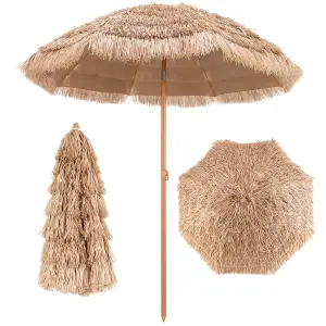 Costway 1.9M Thatched Tiki Patio Umbrella Hawaiian Hula Beach Umbrella Tilt Design