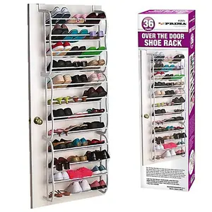 36 Pair Over The Door Hanging Shoe Hook Shelf Rack Holder Storage Organiser