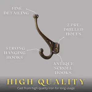 6pc Strong Antique Rustic Brown Cast Iron Wall Mounted Scroll Coat Hooks Home Storage Hooks