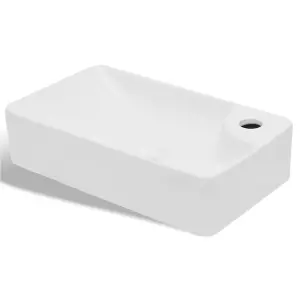 vidaXL Ceramic Bathroom Sink Basin with Faucet Hole White