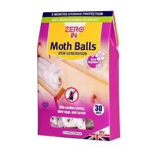 Zero In Moth Balls 30 Sachet Packs - Protects from Clothes Moth Damage