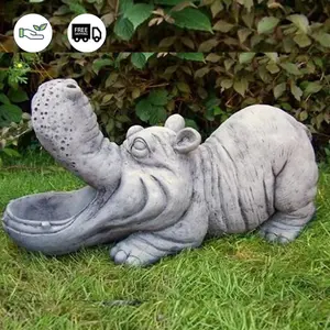 Stone Cast Large Hippo Ornament