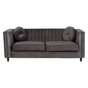 Interiors by Premier Farah 3 Seat Grey Velvet Sofa