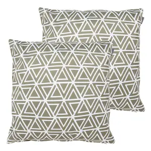 Veeva Indoor Outdoor Cushion Set of 2 Olive Green Water Resistant Cushions