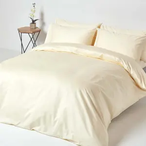 Homescapes Cream Deep Fitted Sheet Egyptian Cotton 1000 TC Double